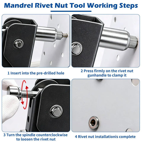 Rivet Nut Tool Kit 430 PCS Metric Rivnuts M3 M4 M5 M6 M8 With Rivet Nut Gun Weatherproof Carbon Steel One Hand Installation