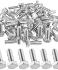 50 Pcs 1/4-20 By 3/4 Inch Heavy-Duty Hex Head Screws Bolts Stainless Steel 304 18-8 Fully Threaded External Hex Drive Plain Finish Silver Bulk Pack