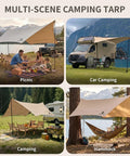 14.5x11 Feet Camping Tarp With Poles And Retainer PU9000Mm Waterproof 210D Oxford Cloth Canopy Shelter for outdoor scenes