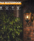 Large Bronze Aluminum Outdoor Wall Light Fixture For Porch And Exterior Doors Old School Lantern Sconce With Clear Seeded Glass Wall Mount Exterior Lighting Weather Resistant Front Porch Glow in rain