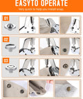 Easy operation of Heavy Duty Pro Grade Snap Fastener Tool Kit With Case And 100 Sets Of 15mm Metal Snaps installation process steps.