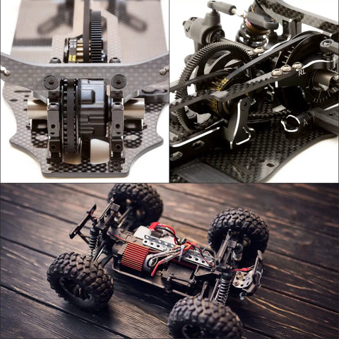 RC car with 2 Pack 18T Spur Gear For RC Cars 8mm Bore Pinion Gear Mod 1 Plastic, showing gearbox and drivetrain upgrade.