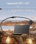 35Ft Solar String Lights Outdoor With Remote And USB Port IP54 Waterproof 11 LED Shatterproof Bulbs with solar panel and USB cable
