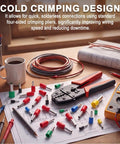 One Thousand Pieces Of 22 Awg Wire Ferrule Connectors In Matte Gray Finish Offering Tight Grip Crimp Ends That Lock Down Strands For Hella Reliable Electrical Work And No Fuss Assembly on a workspace with crimping tools.