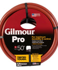 Heavy Duty Water Hose With Commercial Grade Double Reinforced Rubber And Vinyl Abrasion Resistant Red Cover Built To Last 400 PSI Burst Strength Three Quarter Inch By Fifty Foot Garden Hose For Durable Kink Resistant Yard Work coiled in packaging.