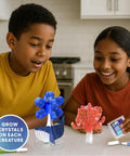 Children using Deep Sea Crystal Grow Kit for Kids - 32-Piece STEM Chemistry Lab to Grow Colorful Crystals on 8 Sea Creatures.