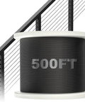 Spool of 500 Ft Black Stainless Steel Cable for Deck Railing with staircase backdrop, 1/8" T316 Marine Grade Wire Rope