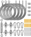 Shade Sail Hardware Kit 52Pcs Stainless Steel Heavy Duty Anti Rust For Outdoor Patio Garden Canopy with accessories.