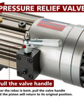 Pro 110V Electric Hydraulic Rebar Bender For Construction Pros Solid Steel Body 1200W Motor pressure relief valve close-up.