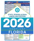Florida Labor Law Poster 2026 Update With State And Federal Workplace Notices Laminated Waterproof 26 By 39.5 Inches Includes OSHA FMLA EEOC And Minimum Wage Rules No Nonsense Compliance Sign For Busy Workplaces, 2026 compliant Florida poster