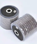 Close-up of 4 Inch Flap Discs Set For Angle Grinders, 20 Pcs Assorted Grit 40 60 80 120, labeled grit 40, premium aluminum oxide material.