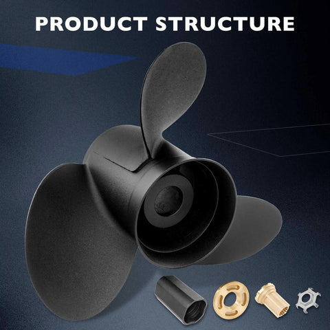 Fourteen And A Quarter By Twenty One Pitch Propeller For Aluminum Outboard Boat Replacement RH Rotation 15 Spline Fits 135 300HP Systems Flo Torq II Hub Kit Included showing product structure