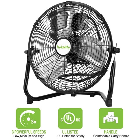 12 Inch High Velocity Floor Fan With Three Speeds Delivers Up To 1650 CFM Heavy Duty Metal Construction, front view