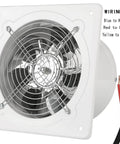 6 Inch Wall Mounted Exhaust Fan For Garage And Home Use With Backdraft Damper Delivers 308 CFM For Quick Ventilation In Attic Basement And Commercial Spaces Heavy Duty And Energy Efficient 42W 110V White front view with wiring tips