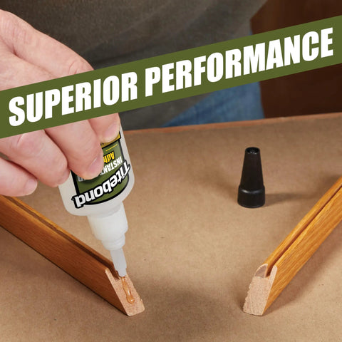 Application of Instant Bond Thick Wood Adhesive 2 Oz Quick Set No Clamps Needed Super Strong Wood Glue for Wood MDF