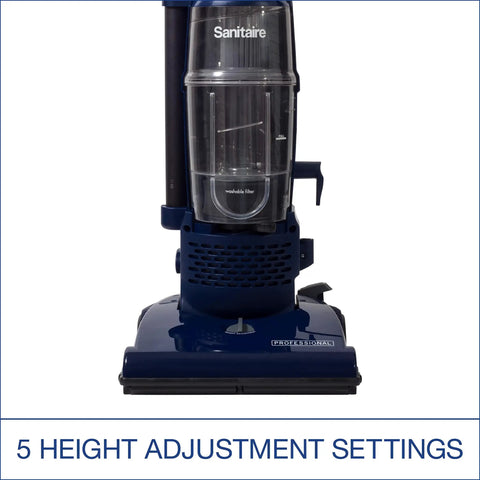 Straight Up Pro Bagless Upright Vacuum For Light Commercial Spaces That Crushes Floor Grime Featuring A Quick Dump Dirt Cup And Essential Attachments For Serious Hustle And Maximum Bang For Your Buck, showcasing 5 height adjustment settings.