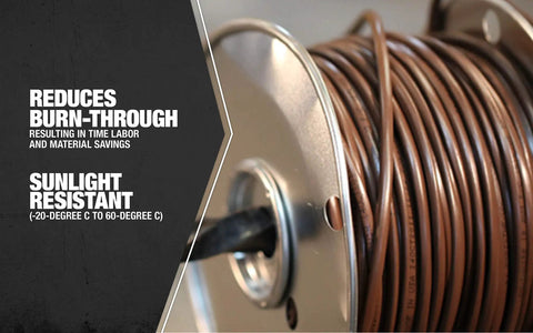18 Gauge 5 Conductor Thermostat Wire 250 Ft Brown Solid Copper CL2 Cable coil close-up on spool with durability text