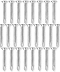 Heavy Duty Satin Nickel Door Hinge Wood Screws Number 9 X 1-1/2 Inch Solid Alloy Steel Interior Exterior Residential Commercial 25 Pack arranged in rows.