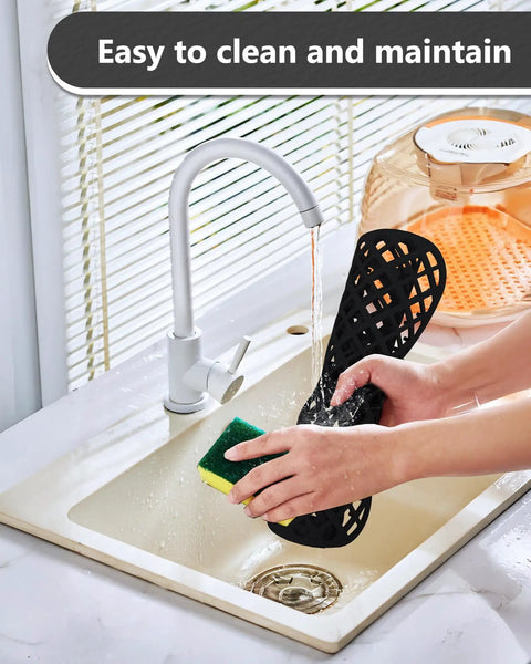 Two Pack Silicone Sink Protectors With Trellis Pattern Non Slip Durable Kitchen Mat 13 By 11 Inches being cleaned in sink