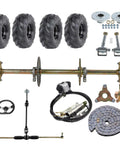 32 Inch Rear Axle Kit For Go Karts And Drift Trikes With 6 Inch Wheel Tires Brake Assembly And Steering Rack in full view