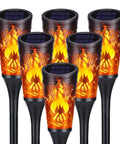 Super Cool Solar Torch Lights Outdoor Six Pack With Realistic Dancing Flickering Flames Super Waterproof Design Perfect For Garden Lawn Pathway Patio Yard Landscape Decor
