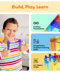 Child using 12 Piece Magnetic Support Column Expansion Pack For Race Track And Marble Run Builders Magnetic Tile Construction Kit