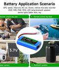 Applications of Two Pack 5200mAh 3.7V Lithium Ion Battery With JST PH 2.54mm Plug for RC toys, solar cameras, and Bluetooth speakers