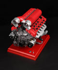 V12 Engine Model Kit With Over Eight Hundred Metal Parts Motorized Four Stroke Engine Electric Drive DIY STEM Build on red base