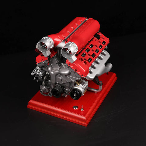 V12 Engine Model Kit With Over Eight Hundred Metal Parts Motorized Four Stroke Engine Electric Drive DIY STEM Build on red base