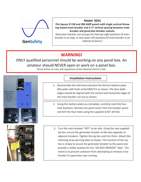 Generator Interlock Kit For Square D 150A And 200A Panels With 3.25 Inch Spacing, CNC Machined Aluminum, USA Made, Lifetime Warranty, Quick Install For Solid Backup Power.