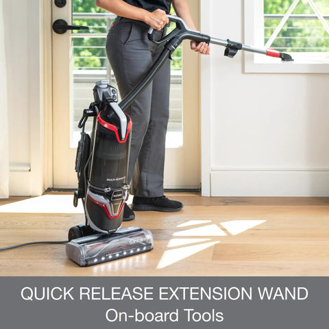 Commercial Grade Upright Vacuum Featuring Adaptive Surface Sensing Automation Alongside Long Lasting Motors While Doubling As A Legit Heavy Workhorse That Busts Through Grime On Carpet And Hard Surfaces Anyday, with quick release extension wand and on-board tools.