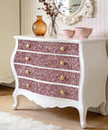 Totally Fresh Mauve Pink Chunky Glitter Peel And Stick Wallpaper For Accent Walls And Vanity Backsplash Premium Self Adhesive Fabric Vinyl Room Decor Slays Hard on a dresser.