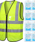 Boss-Level Cooling Vest That Holds Eight Cold Ice Packs with high visibility reflective stripes in X-Large size.