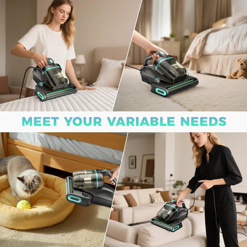 Heavy Duty Handheld Mattress Vacuum Cleaner With Knockout 15Kpa Suction cleaning mattress, couch, and pet beds.