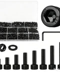M3 Screw Kit For 3D Printer And DIY Projects 649-Piece Assortment With Hex Socket Head Bolts 30 35 40 45 And 50 Mm Nuts And Washers 12.9 Alloy Steel Black Zinc Plated Fasteners Built To Last For Strong Reliable Builds.