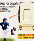 Beefed Up 7x4 Foot Baseball Pitching Screen With Home Plate And Pitcher Plate, Heavy Duty 600D Tear Resistant Mesh, Standalone U Shaped Base