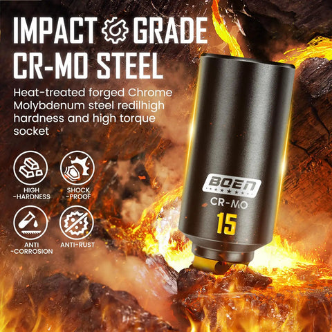 Impact grade Cr-Mo steel socket from Quarter Inch Drive Impact Socket Set - 74 Piece SAE and Metric Deep and Shallow Sockets With Painted Markings