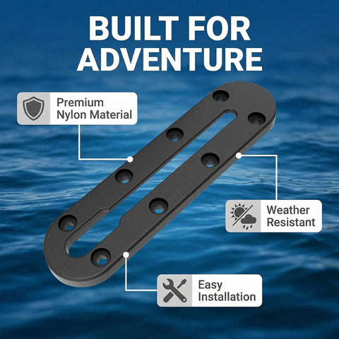 Low Profile Kayak Track Rail System For Universal Mounts With Rock Solid Nylon And 304 Stainless Steel Build, Fits Fishing Rod Holders, Cup Holders, Paddle Holders, Anchors, Fish Finders, And More Kayak Accessories. Premium nylon kayak track rail, weather resistant, easy install
