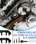 Ford Camshaft Holding And Timing Tool Kit For 3.5L And 3.7L 4V Engines, Includes Chain Tensioner Holder And 3 Pin Set For Blocking The Crankshaft