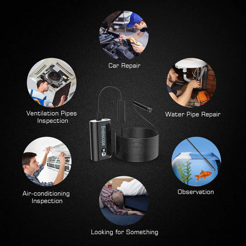 Wireless Endoscope Camera With WiFi For Android And iOS, 2.0MP Borescope Inspection Camera, Flexible Grabber, 16.4ft Cable, Waterproof Probe, Slick Smartphone Live View For Home DIY, Auto Maintenance, And Tight Spaces