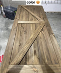 No Brainer Walnut Aging Wood Stain In 5 Gallon Pails transforms Interior Rough Cut Lumber into a lovely weathered walnut door.
