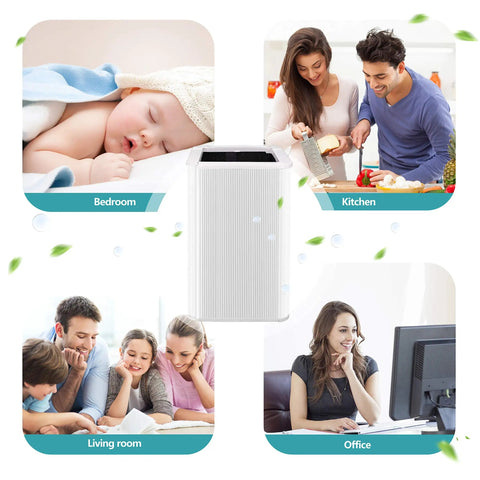 Replacement Filter For Blueair Blue Pure 121 Air Purifier With True HEPA Capability in bedroom, kitchen, living room, office scenes