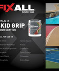 Skid Grip No Slip Coating Paint For Concrete And Pavement, 1 Gallon Smoke Color, packaging and application examples