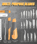 41-Piece Hobby Knife Set For Modeling And Crafting with ergonomic handles, blades, sharpening stone, ruler, and tweezers