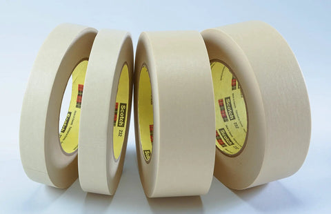 High Performance Tan Masking Tape For Paint Jobs That Sticks Right Away And Resists Lifting Or Curling Pro Grade 144 Mm By 55 M 6.3 Mil Crepe Backing Easy Tear Solvent Free Pack Of 8 For Pro Painters And Diy Projects image showing multiple rolls.