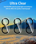 Camera Lens Protector 3 Pack for iPhone 16 6.1 Inch and iPhone 16 Plus 6.7 Inch, clear tempered glass against scenic mountain view.
