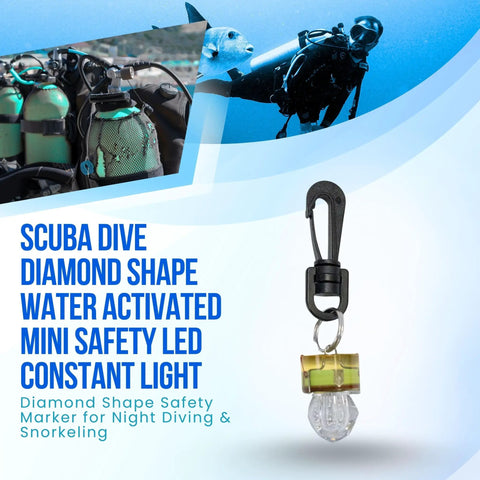 Diamond Shape Water Activated LED Safety Flash Light With Clip Mini Waterproof White Light for night dives and adventures