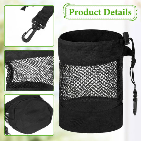 Two Pack Golf Ball Storage Bags Nylon Mesh Pouches With Drawstring Organizer, shown with durable mesh and drawstring lock