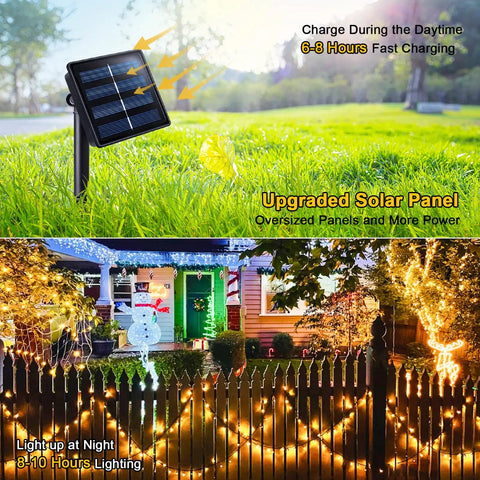 2 Pack Solar String Lights Outdoor Waterproof 400 LED 151 Ft Total Warm White 8 Modes Solar Powered Xmas Lights