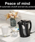 Electric Tea Kettle With Detachable Cord 1 Liter Water Boiler And Heater 1000 Watts For Rapid Boiling Auto Shutoff Black